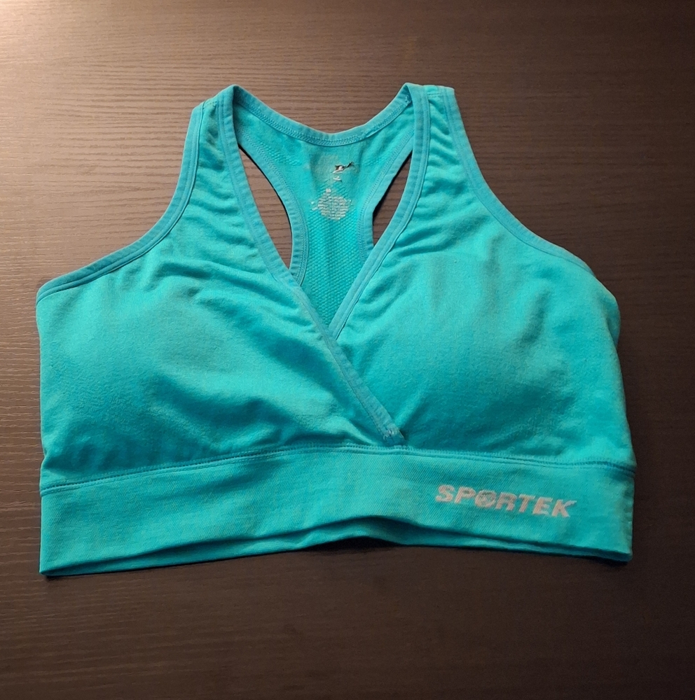 Sportek Brand Size Medium Teal Sports Bra